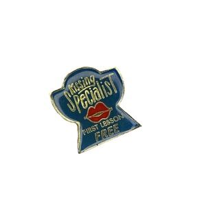 Vintage Enamel Lapel Pin - Kissing Specialist (1987)